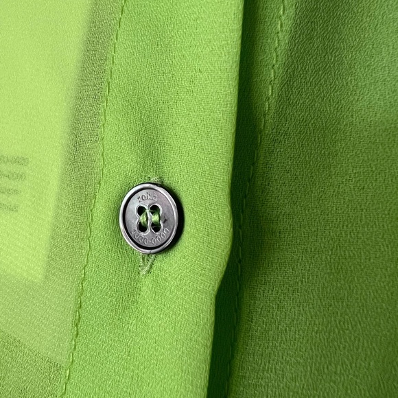 NWT Rokh Neon Green Ruffle Detail Button Down Blouse - Picture 11 of 11